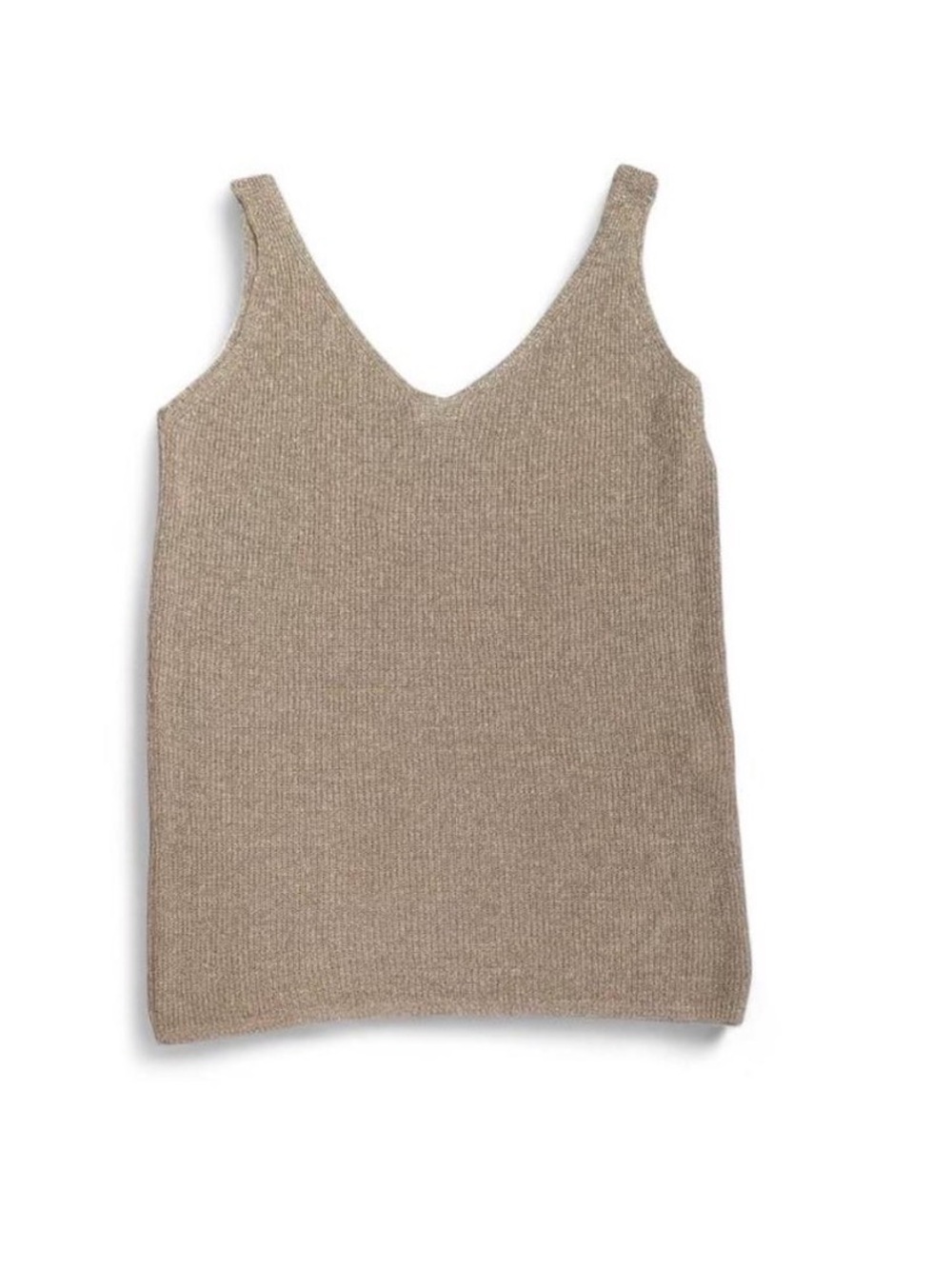 Knit V-Neck Tank Top in Taupe